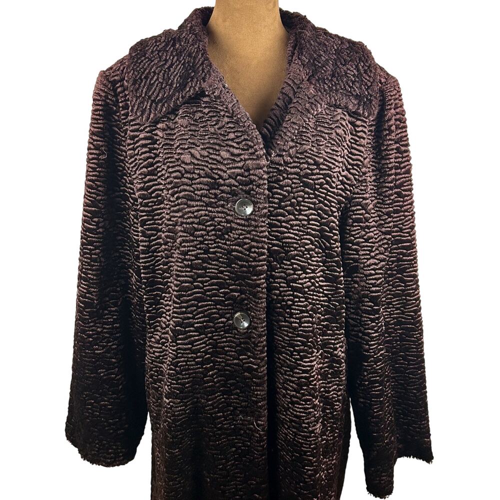 Vintage UTEX Brown Faux Persian Lamb Fur Coat – Plush & Soft,‎ Size Large